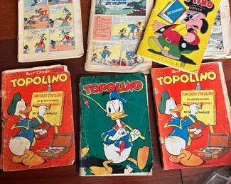 vintage Italian Topolino (Mickey Mouse) comic books.