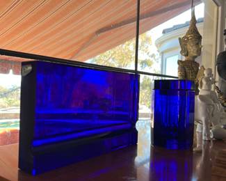 Moser Glass - this is large and a canister and a pen holder - Moser glass we have many pieces of this exquisite Czech lead-free glass.  Called the Glass of Kings!  These pieces - this color - A gift from god. 