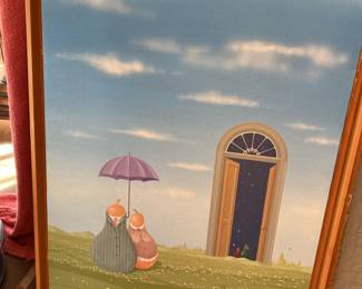 Franco Lastraioli I Italian Mid Century out of Florence - known for his surrealist anthropomorphic creatures 2 Pears on a walk 