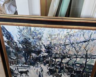 Charles Malle snow scene Paris - listed artist appx 24 x 36”