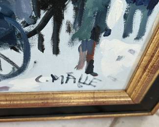 Charles Malle painting Born:  1935 - Douai, France
Died:   2023
Known for:  Post-impressionist and expressionist Parisian city scene, marine and snowscene painting
Name variants:  Charles Gleize