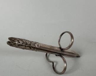 Christofle (France) Silver Plated Asparagus Tongs, signed, Length: 4 1/2 inches x w: 2 inches