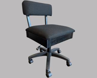 Arrow Black Upholstered Sewing Chair. H: 29-33 x w: 19 x d: 18 inches; seat height: 18-22 1/2 inches
