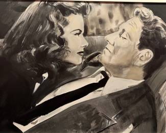 Dan Tarantola (American), Portrait Of Katharine Hepburn And Spencer Tracy. Oil on canvas, signed (at center) Dan Tarantula, H: 39 3/8 x w: 50 3/4 inches (framed), H: 36 x w: 47 3/4"