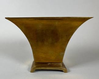 Chinese Mid-Century Brass Vase, underside stamped CHINA, H: 5 1/4 inches x w: 7 1/2 inches