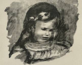 Renoir "Claude Renoir La Tete Baisse (1904)" Lithograph. signed in plate at lower right: RENOIR
Frame: H: 21 inches x w: 18 inches
Sight: H: 12 inches x w: 9 1/2 inches