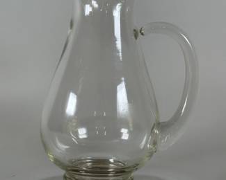 American Glass Pitcher With Sterling Silver Base, H: 8 1/2 x dia.: 3 inches (at base)