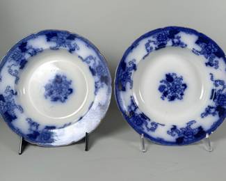 Pair Of English Flow Blue Plates By Cliff, Circa 1900, the flow blue plates with floral design, underside marked Cliff/England
Diameter: 9 inches