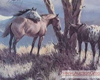 1 Horses on a Windblown Mountain Top by Olaf Wieghorst