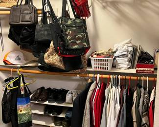 clothes, shoes, lots of bags, scarves, ties, hats and more
