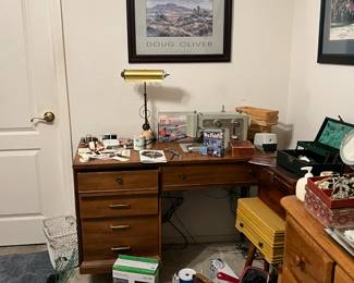 another angle of the desk and sewing machine and other items.
