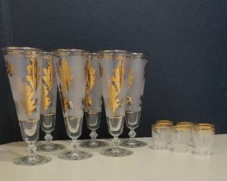 Libbey Frosted Gold Leaf Pilsner Glasses More