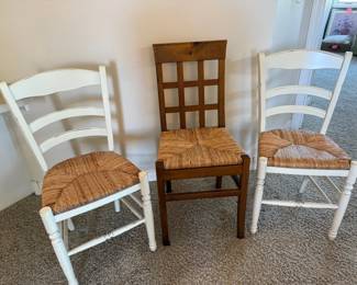 Three Straw Seat Chairs