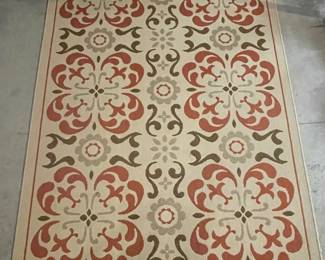 Ivory and Rust Indoor Outdoor Area Rug