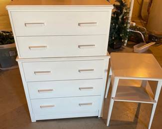 White Wood Dresser and Side Table