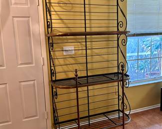 Heavy Antique Wrought Iron French Baker's Rack