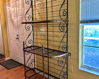Heavy Antique Wrought Iron French Baker's Rack