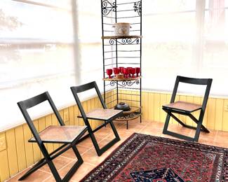 Aldo Jacober for Bazzani Black Lacquer Italian Folding Chair, Set of Three