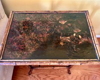 Late 19th c Lacquered Burnt Bamboo Tables