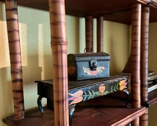 Vintage Burnt Bamboo Etageres