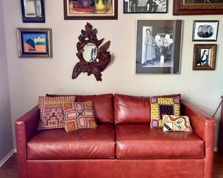 Vintage MCM La Z Boy Leather Sleeper Sofa