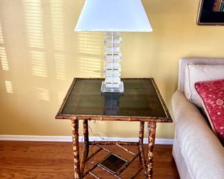 Late 19th c Lacquered Burnt Bamboo Table
