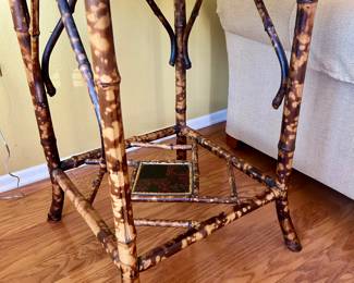 Late 19th c Lacquered Burnt Bamboo Table