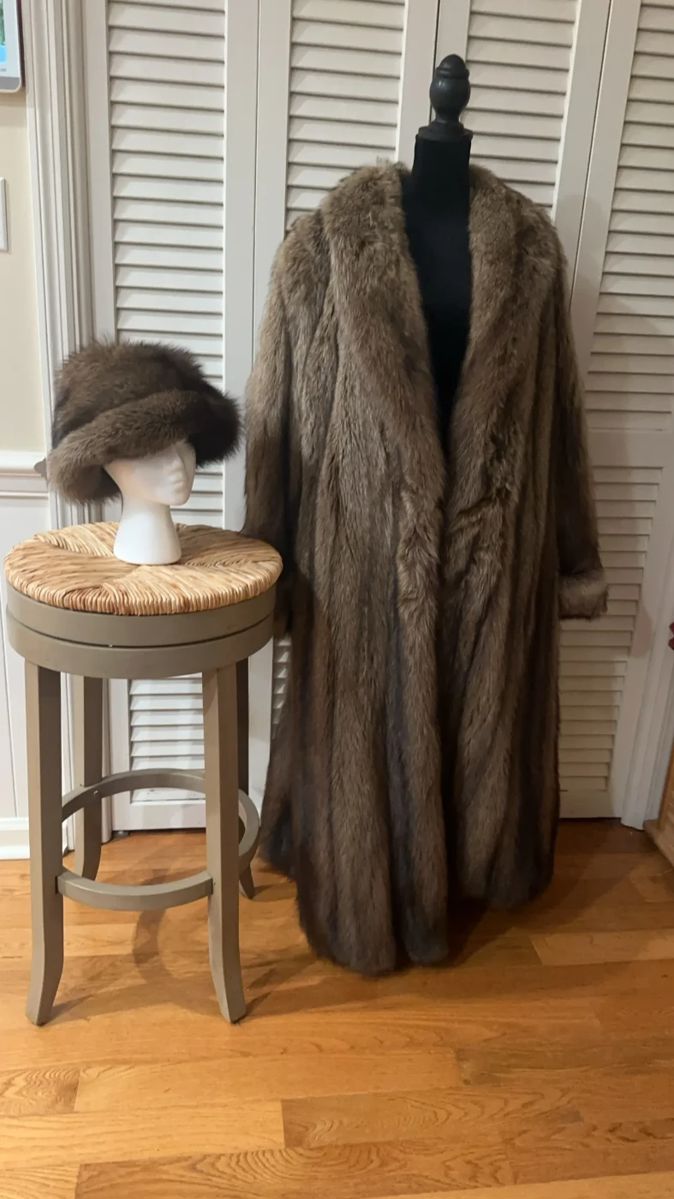 000 Vintage Diane Furs Full Length Male Fisher Fur Coat And Hat