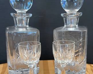 05 Lead Crystal Decanters And Cordial Stems