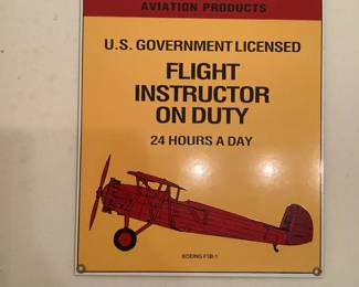 Vintage Shell Aviation Flight Instructor On Duty Sign
