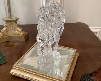 Vintage Crystal Figurine of a Seated Lion