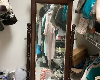 Vintage Mahogany Full Length Swivel Floor Mirror