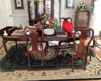 Cherry Wood Dining Table with Six Chairs