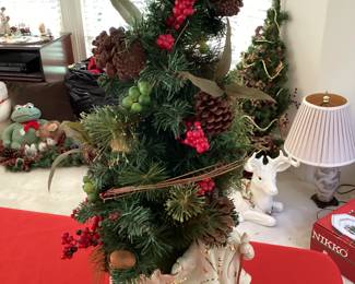 Tabletop Christmas Floral Arrangement in White Container
