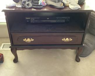 Wood Side Table with a Drawer and an Open Shelf