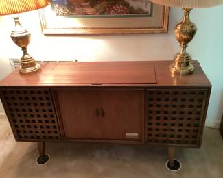 Mid Century Zenith Stereo Consol with Built-in Record Player and Radio