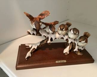 G Armani Sparrows on Snow Branch Figurine