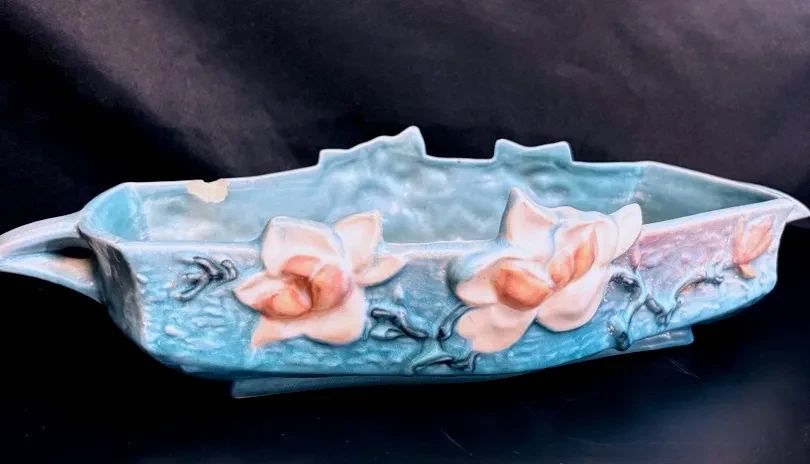 MCM Roseville Pottery Magnolia Console Bowl 1940s Vintage