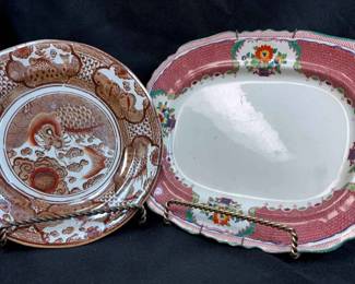 2 Vintage Plates Visch Petrus Regout Masons Madrigal Patt