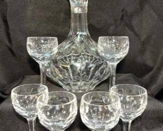 Gorham Crystal Bamberg Pattern Decanter And 9 Cordial Glasses