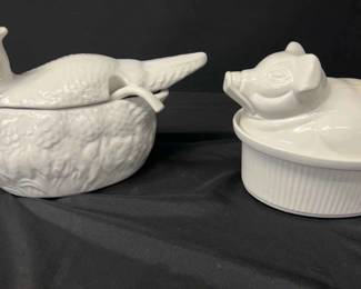 U.S.A Porcelain Pheasant Soup Tureen Pig Covered Dish