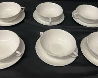 Spode Bone China Set Of 6 Soup Bowls And Saucers
