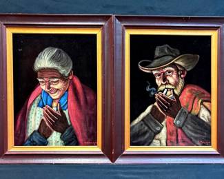 Pair of Vintage Hector Moncayo Oil Paintings Signed Not Authenticated