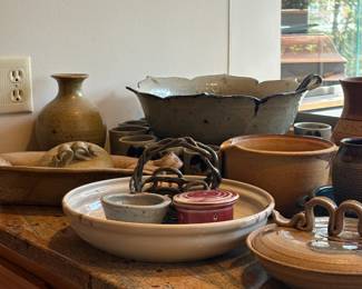 Pottery including a gorgeous Punchbowl & Cups
