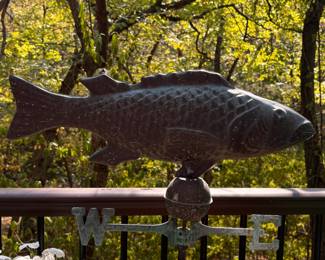 Fish shaped weather vane. Missing north/south piece.
