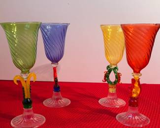 Handblown Murano cordial goblets