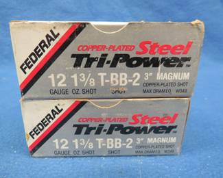 Lot 213. 20 Federal 12-gauge 3"copper-plated steel T-BB-#2 shot.