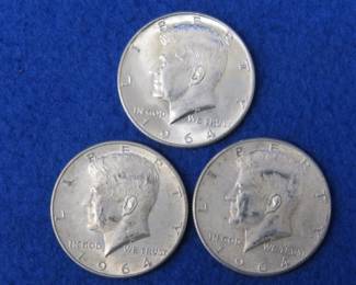 Lot 133. Three 1964 Kennedy half dollars