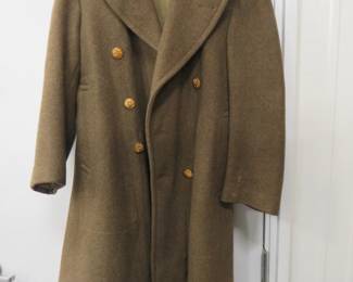 Lot 93. US military wool overcoat. Very good condition with no moth holes. Missing one button.