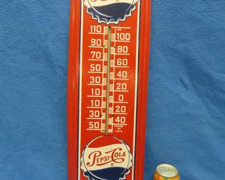Lot 19. Vintage outdoor Pepsi thermometer. 27" x 8.5"